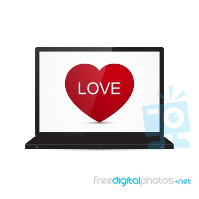  Love Heart Laptop Computer Stock Image