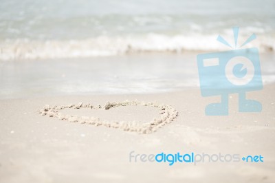 Love Heart On Beach Stock Photo