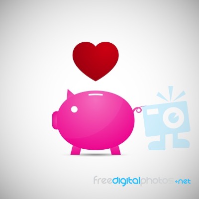  Love Heart Piggy Bank Stock Image