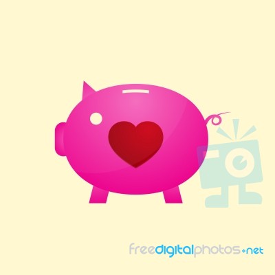  Love Heart Piggy Bank Stock Image