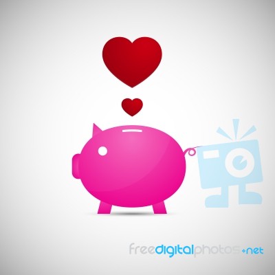  Love Heart Piggy Bank Stock Image