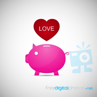  Love Heart Piggy Bank Stock Image