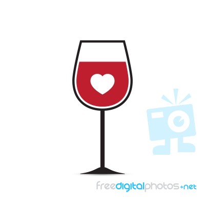  Love Heart Wine Glass Stock Image