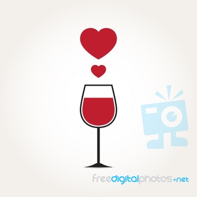  Love Heart Wine Glass Stock Image