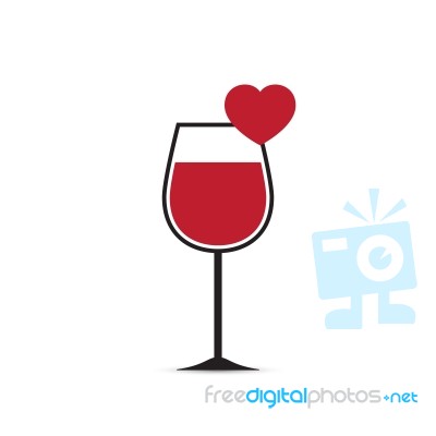  Love Heart Wine Glass Stock Image