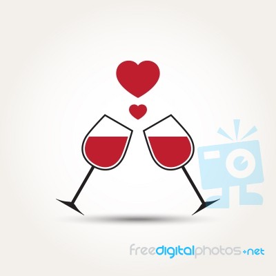  Love Heart Wine Glass Couple Stock Image