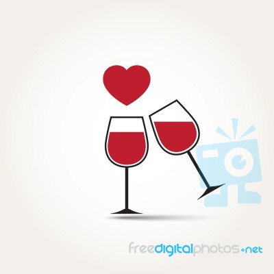  Love Heart Wine Glass Couple Stock Image