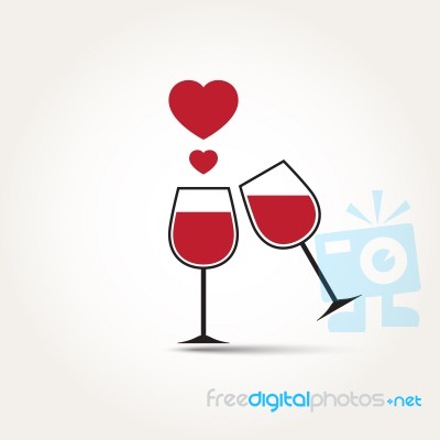  Love Heart Wine Glass Couple Stock Image