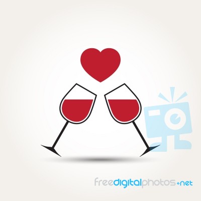  Love Heart Wine Glass Couple Stock Image