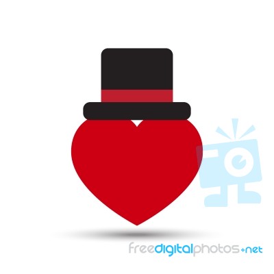  Love Heart With Black Top Hat Stock Image