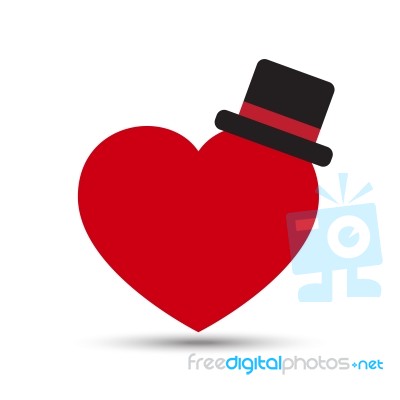  Love Heart With Black Top Hat Stock Image