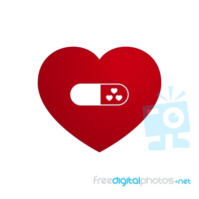  Love Heart With Capsule Medicine Stock Image