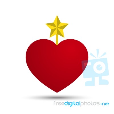  Love Heart With Five Point Star Stock Image