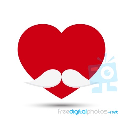  Love Heart With Mustache Stock Image