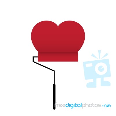  Love Heart With Paint Roller Brush Stock Image