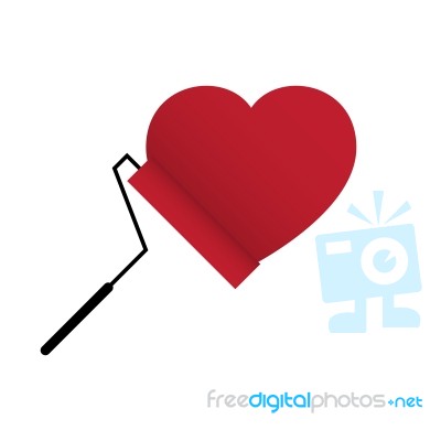  Love Heart With Paint Roller Brush Stock Image