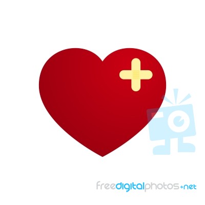  Love Heart With Plaster In Cross Shape Stock Image