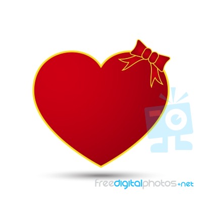  Love Heart With Ribbon Bow Stock Image