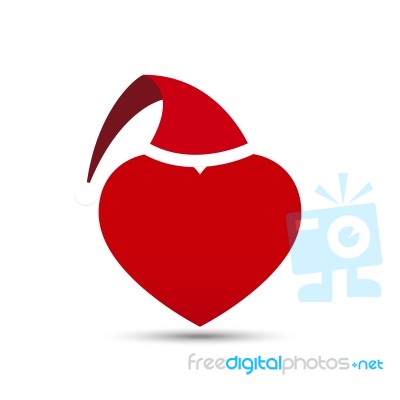  Love Heart With Santa Hat Stock Image