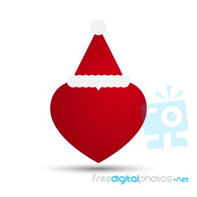  Love Heart With Santa Hat Stock Image