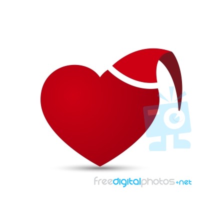  Love Heart With Santa Hat Stock Image