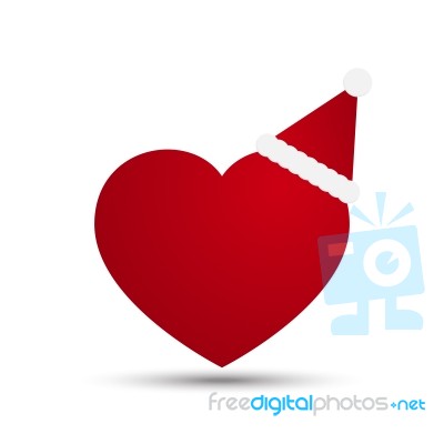  Love Heart With Santa Hat Stock Image