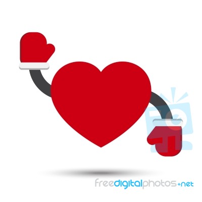  Love Heart With Wave Two Hand Glove Stock Image