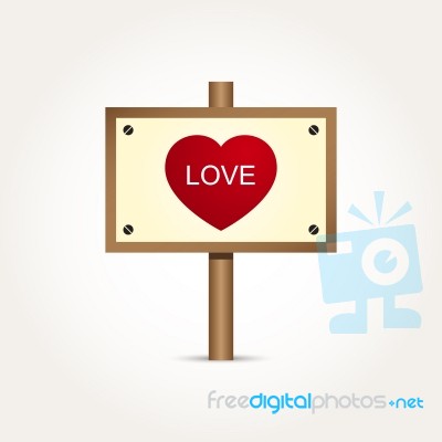  Love Heart Wooden Sign Board Stock Image