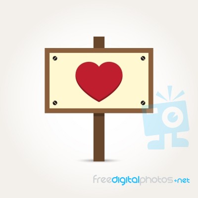  Love Heart Wooden Sign Board Stock Image