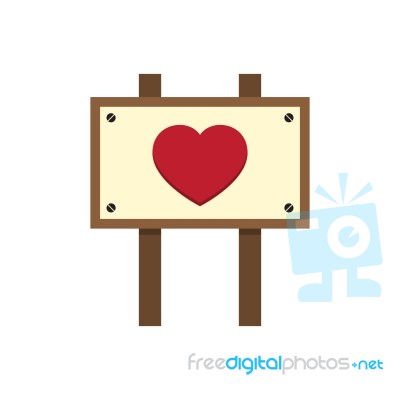  Love Heart Wooden Sign Board Stock Image