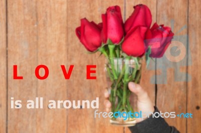 Love Is All Around Quote Design Poster Stock Image