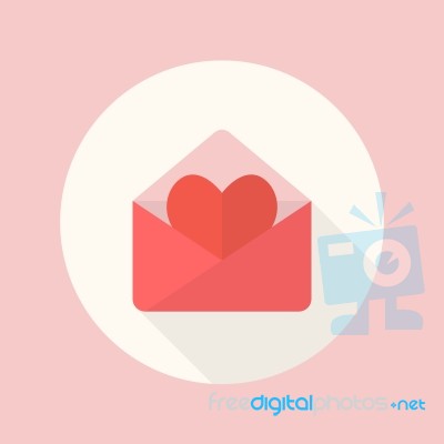 Love Letter Flat Icon Stock Image