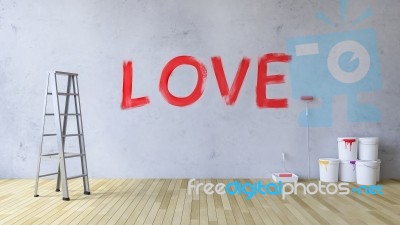 Love On The Wall Stock Photo