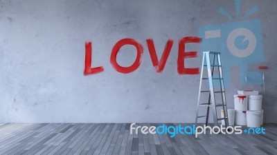 Love On The Wall Stock Photo