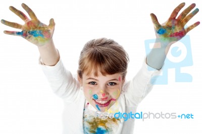 Love Playing With Colors, Sweet Girl Stock Photo