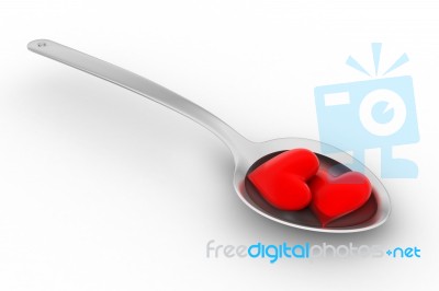 Love Sign In Spoon,  Valentine Concept Stock Image