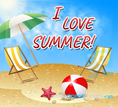 Love Summer Shows Warm Sunny Beach 3d Illustration Stock Image