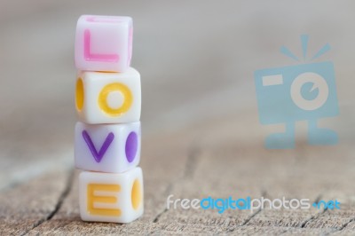 Love Symbol Icon On Wood Background Stock Photo