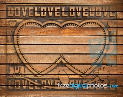 Love Wood Frame Stock Photo