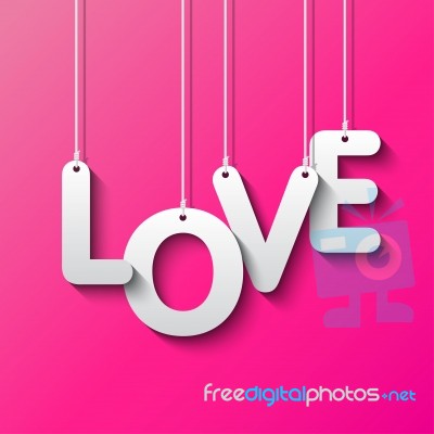 Love Word By White Paper Stock Image