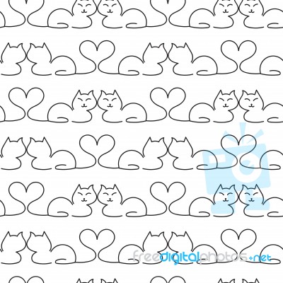 Lovely Cat Seamless Pattern Stock Image