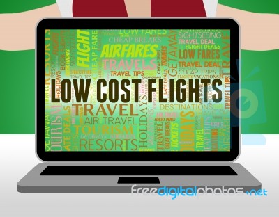 Low Cost Flights Means Sale Promotional And Cheaper Stock Image