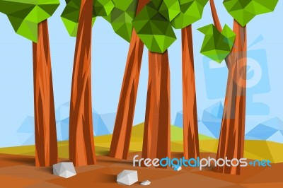 Low Poly Forest Scene Stock Image