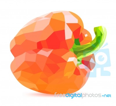 Low Poly Red Bell Pepper Stock Image