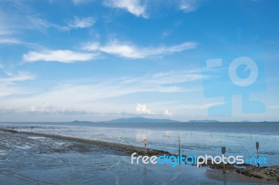 Low Tide At Samutprakan Thailand Stock Photo