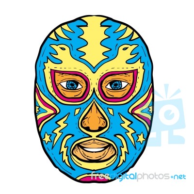 Luchador Mask Eagle Lightning Bolt Drawing Stock Image