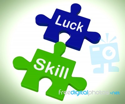 Luck Skill Puzzle Means Competent Or Fortunate Stock Image