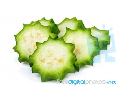 Luffa Acutangula Isolated On White Background Stock Photo