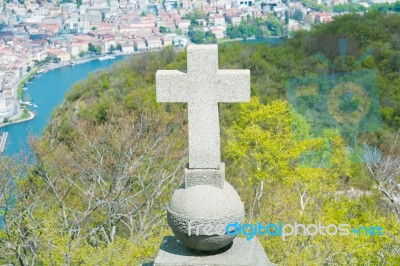 Lugano From San Salvatore Mountain Stock Photo