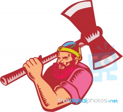 Lumberjack Axe Woodcut Stock Image